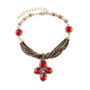 Goldtone Multi Strand Red Crystal Necklace - White