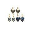 Goldtone Navy Patterned Hearts Set Of 3 Huggie Hoop Earrings