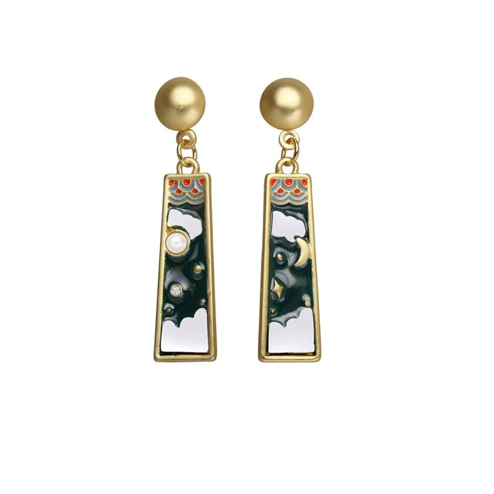 Goldtone Night Sky Drop Earrings