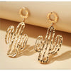 Goldtone Open Cactus Drop Earrings