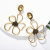 Goldtone Open Flower Drop Earrings