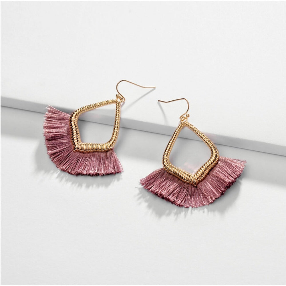 Goldtone Open Marquis Tassel Drop Earrings