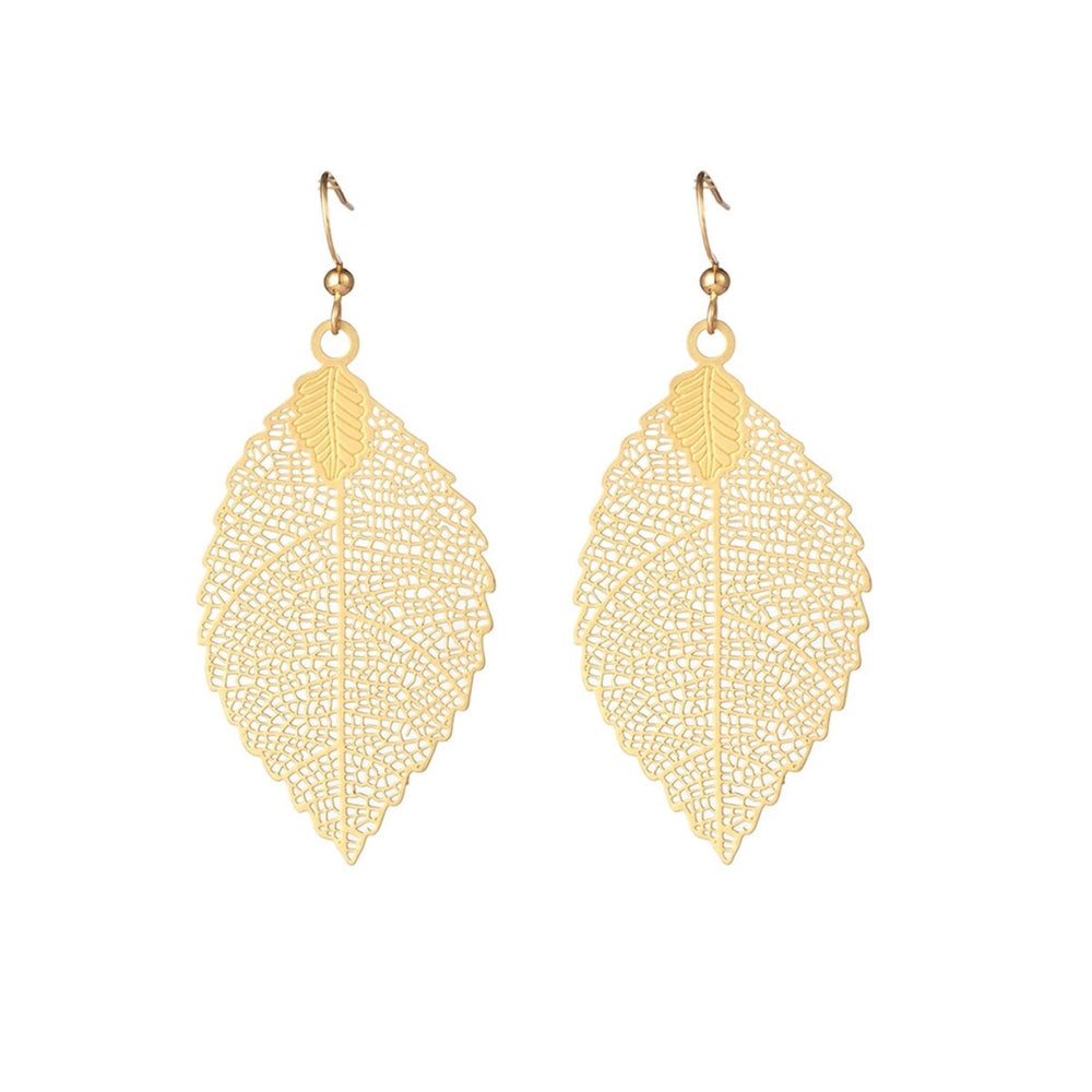 Goldtone Openwork Leaf Drop Earrings