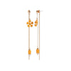 Goldtone Orange Floral Chain Drop Earrings