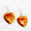 Goldtone Orange Transparent Heart Earrings