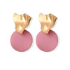 Goldtone Organic Pink Circular Stud Earrings