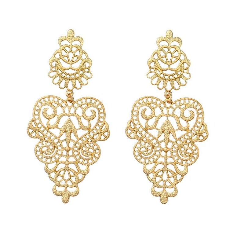 Goldtone Ornate Chandelier Drop Earrings