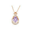 Goldtone Oval Crystal Ornate Pendant Necklace - White