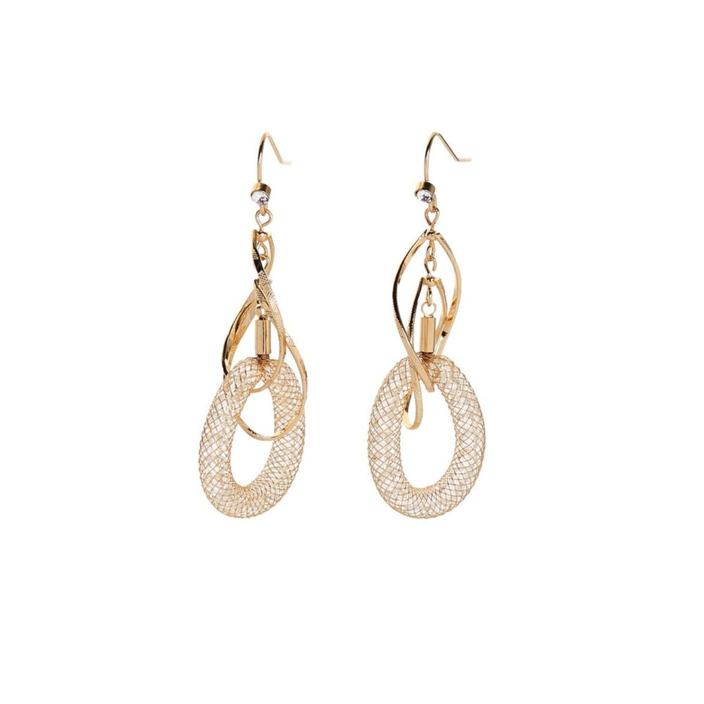 Goldtone Oval Mesh Drop Earrings