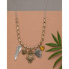 Goldtone Owl Wing Charmed Necklace - White