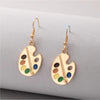 Goldtone Painters Palette Drop Earrings