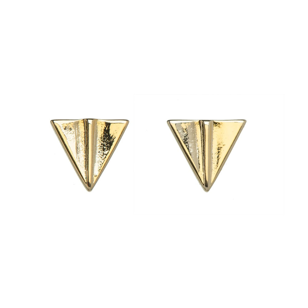 Goldtone Paper Plane Stud Earrings