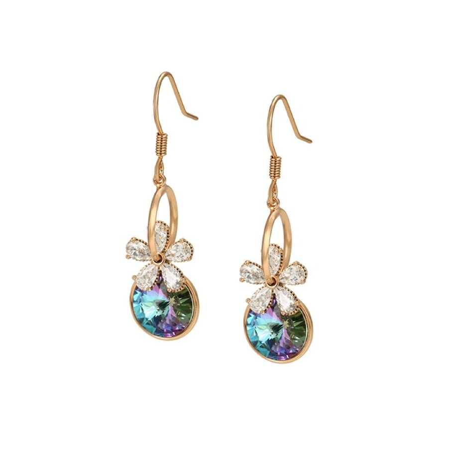 Goldtone Paradise Shine Circular And Floral Swarovski Crystal Earrings