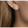 Goldtone Pastel Floral Bouquet Stud Earrings