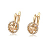 Goldtone Pave Circular Swarovski Crystal Leverback Earrings