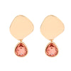 Goldtone Peach Teardrop Crystal Drop Earrings