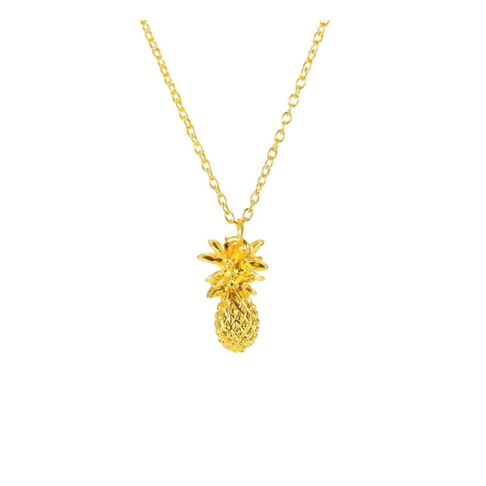 Goldtone Pineapple Necklace - White