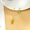 Goldtone Pineapple Palm Trees Asymmetrical Drop Earrings