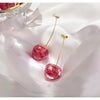 Goldtone Pink Cherry Drop Earrings