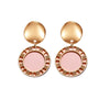 Goldtone Pink Circular Earrings