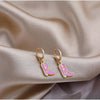 Goldtone Pink Cowboy Boots Huggie Hoop Earrings