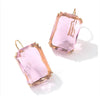 Goldtone Pink Crystal Rectangular Earrings