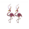 Goldtone Pink Crystal Statement Flamingo Drop Earrings