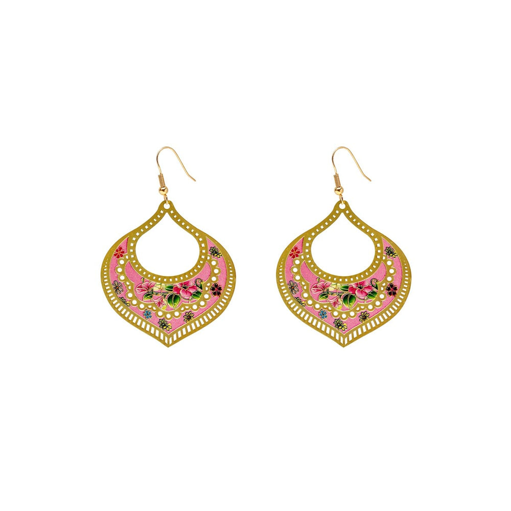 Goldtone Pink Drop Earrings