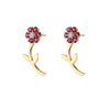 Goldtone Pink Flower Stud Earrings