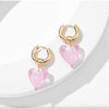 Goldtone Pink Heart Huggie Earrings