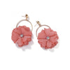 Goldtone Pink Layered Flower Drop Earrings