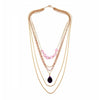 Goldtone Pink Layered Necklace - White