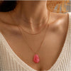 Goldtone Pink Layered Necklace - White