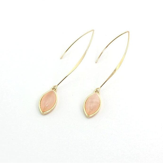 Goldtone Pink Marquis Threader Earrings