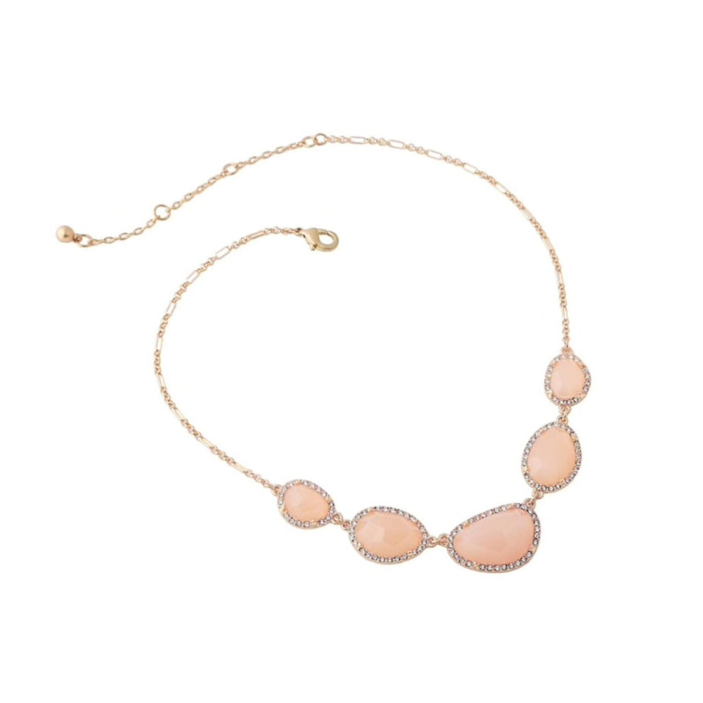 Goldtone Pink Necklace - White