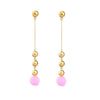 Goldtone Pink Pom Pom Drop Earrings