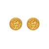 Goldtone Plated Sterling Silver Cherub Circular Stud Earrings