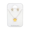 Goldtone Plated Sterling Silver Cubic Zirconia Star Earrings And Necklace - White