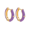 Goldtone Purple Huggie Hoop Earrings With Dainty Crystal