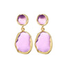 Goldtone Purple Organic Drop Earrings