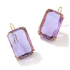 Goldtone Purple Rectangular Crystal Earrings