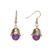 Goldtone Purple Tulip Drop Earrings