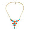 Goldtone Red Blue Necklace - White