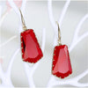 Goldtone Red Crystal Drop Earrings