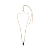 Goldtone Red Crystal Pendant Necklace - White