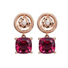 Goldtone Red Cubic Zirconia Drop Earrings