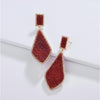 Goldtone Red Druzy And Crystal Earrings