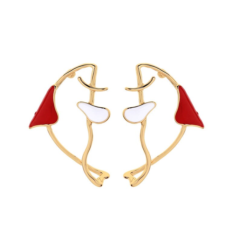 Goldtone Red Fish Stud Earrings