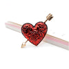 Goldtone Red Heart And Cupids Bow Brooch