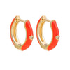 Goldtone Red Huggie Hoop Earrings With Dainty Crystal